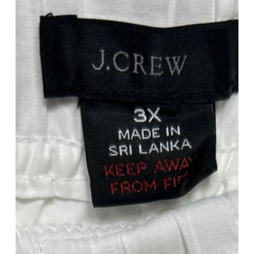 J Crew Cotton Poplin Wide‎ Leg Pajama Lounge Pants White Women's Size 3XL NWT